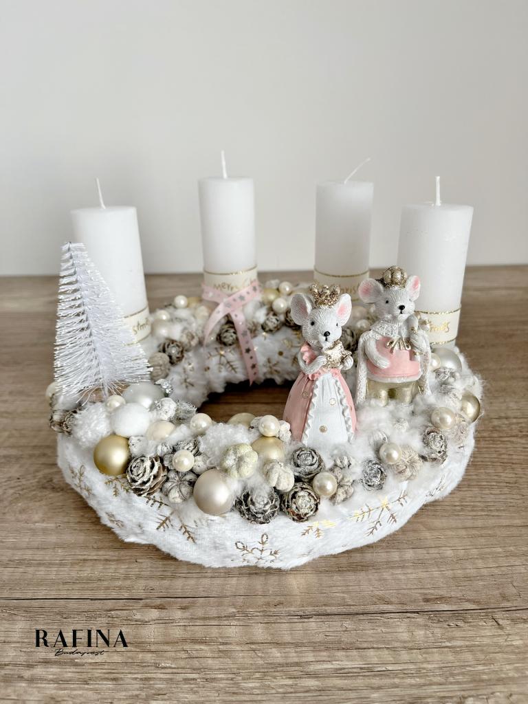Arany ezüst egér király pár adventi koszorú  1