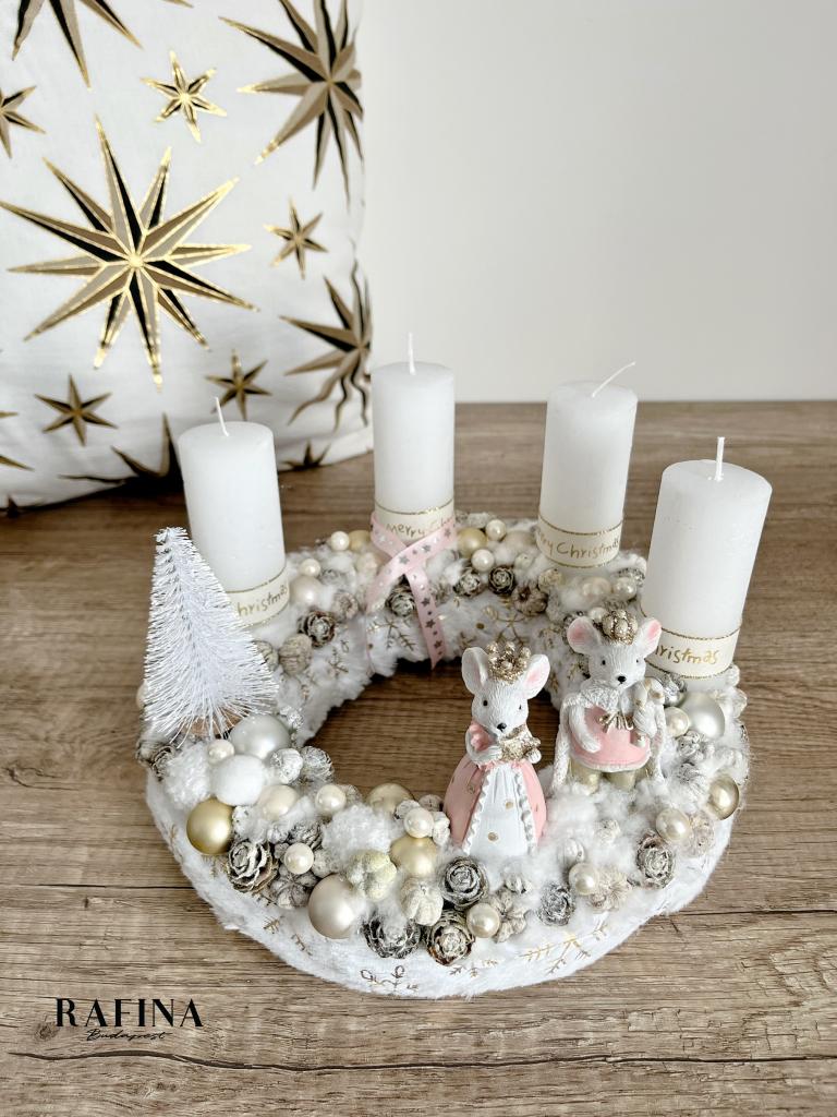 Arany ezüst egér király pár adventi koszorú  1