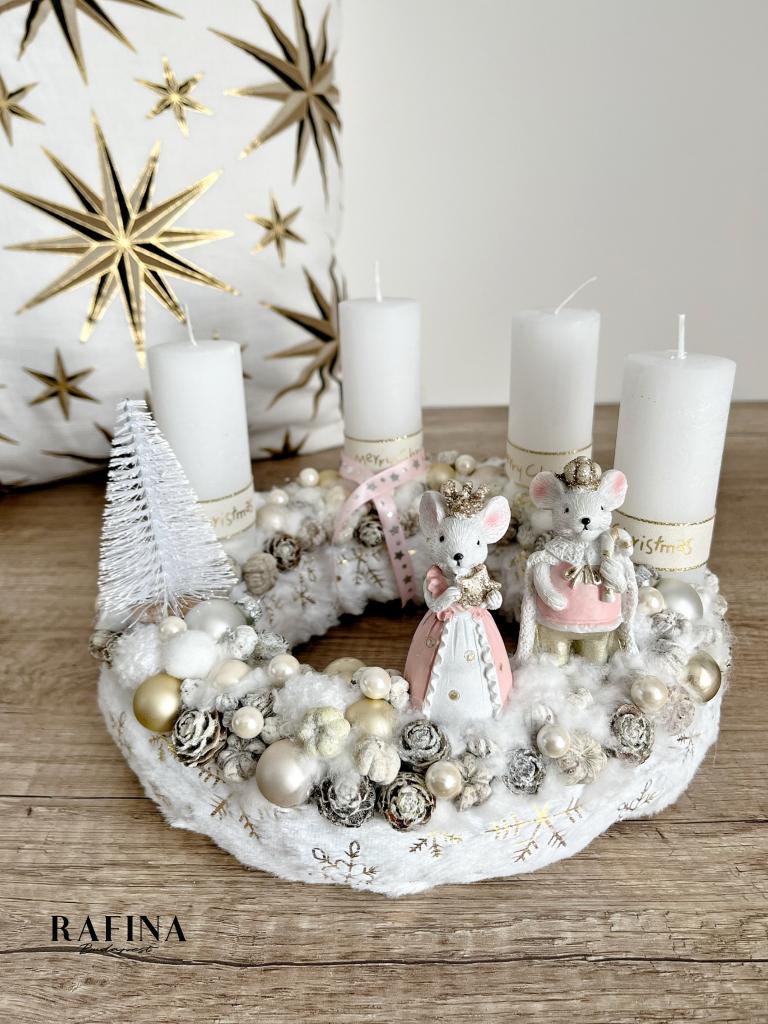 Arany ezüst egér király pár adventi koszorú  1