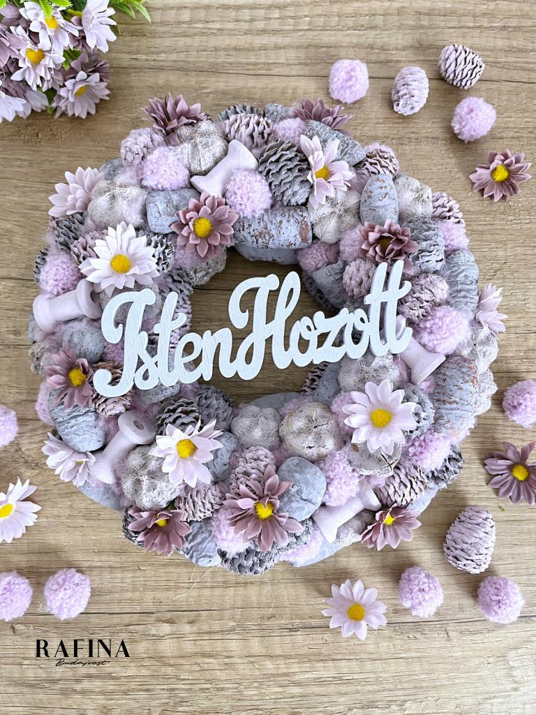 Isten hozott lila kopogtató, 24cm 1