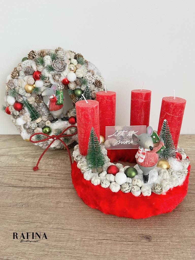 Adventi koszorú egérrel 1