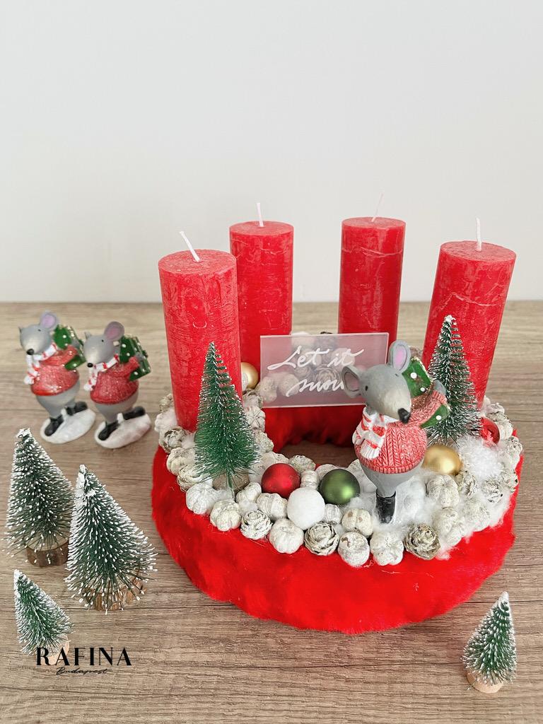 Adventi koszorú egérrel 1