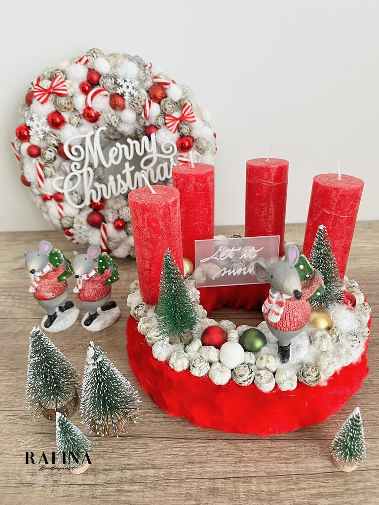 Adventi koszorú egérrel 1