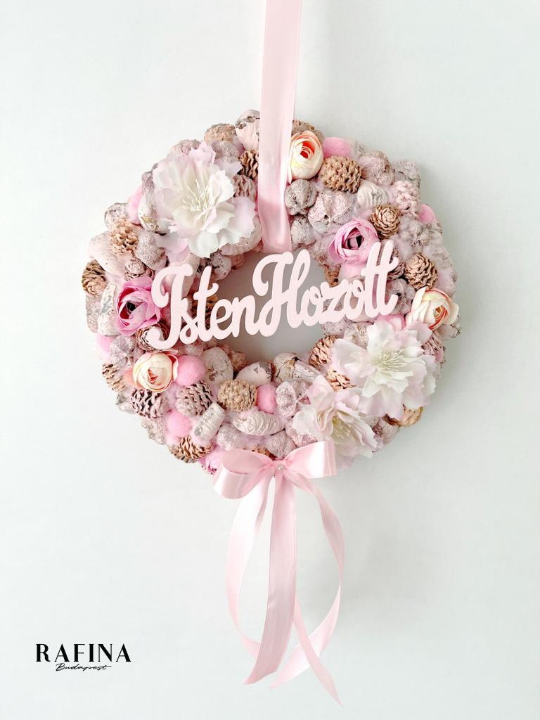 Isten hozott feliratú ajtódísz masnival, 24 cm 1