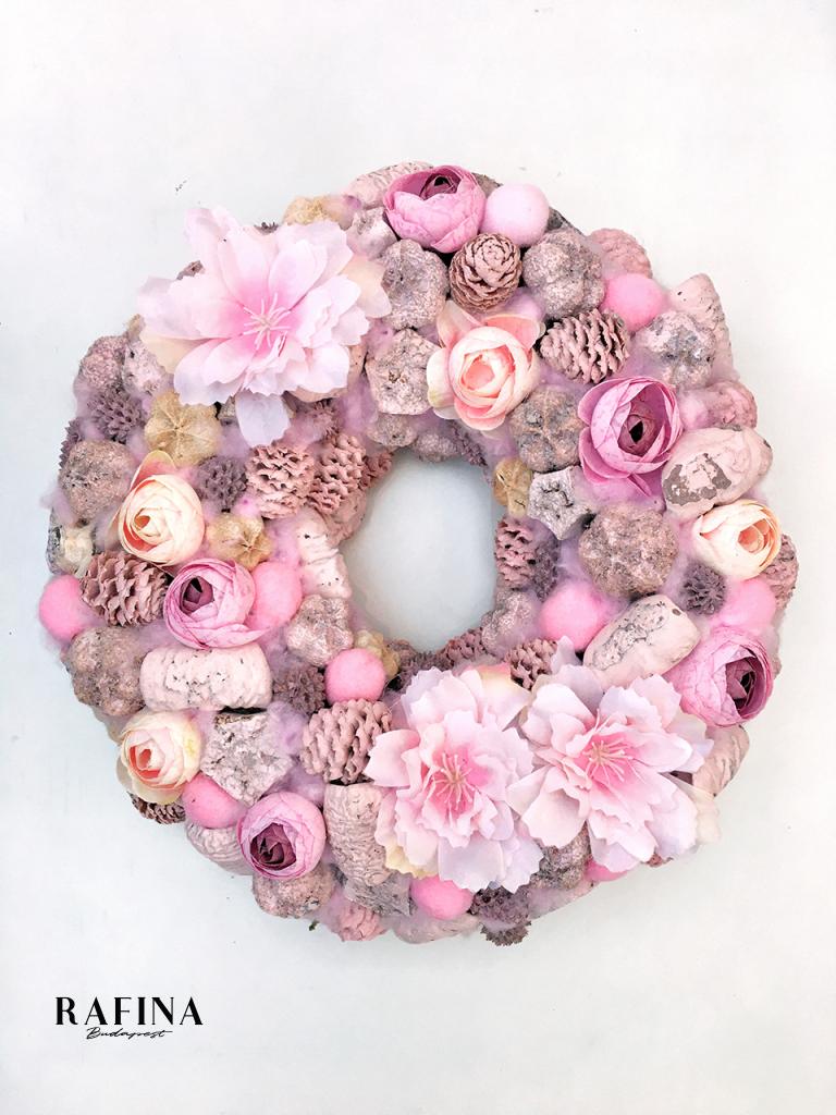 Pink virágos kopogtató, 24 cm 1