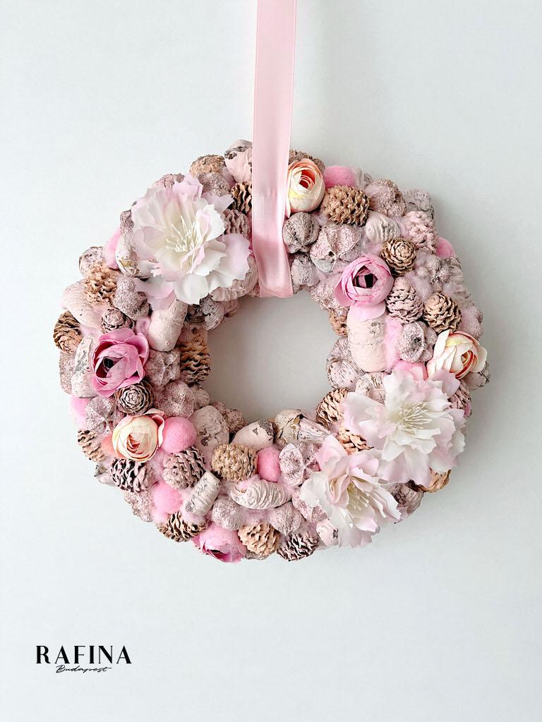 Pink virágos kopogtató, 24 cm 1