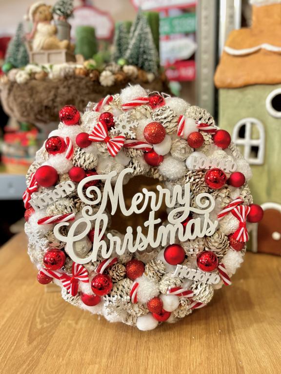 Merry Christmas kopogtató, piros színű