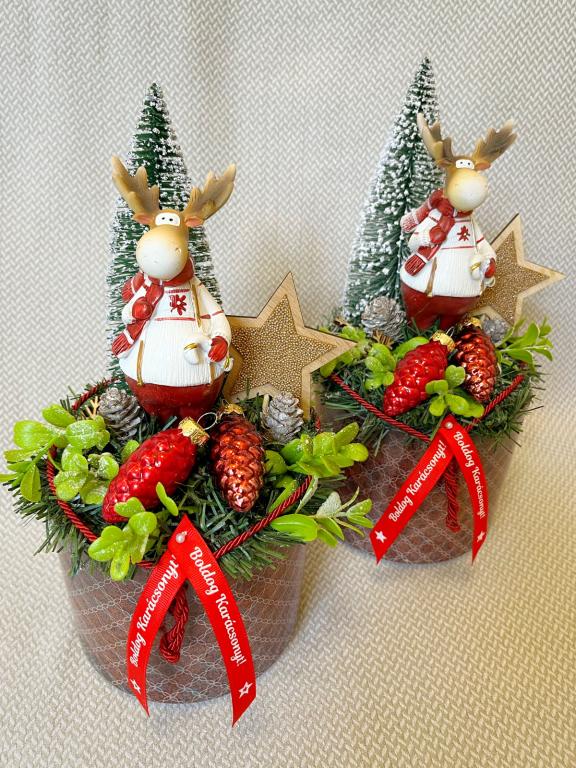 Rénszarvasos adventi asztaldísz, 30cm