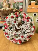 Merry Christmas kopogtató, piros zöld színű 1