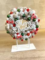 Merry Christmas kopogtató, piros zöld színű 2