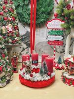 Adventi koszorú síelő egérrel piros színű 2