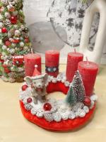 Adventi koszorú síelő egérrel piros színű 3