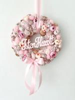 Isten hozott feliratú pasztell kopogtató masnival, 24 cm 2