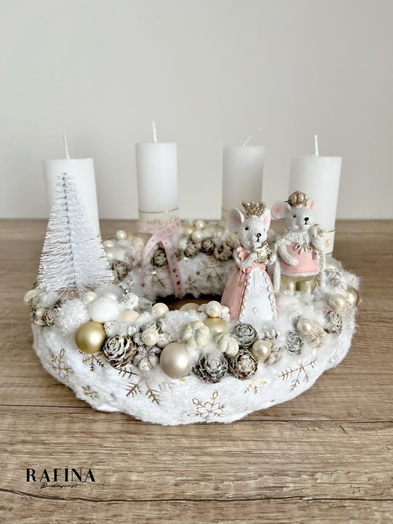 Arany ezüst egér király pár adventi koszorú 1