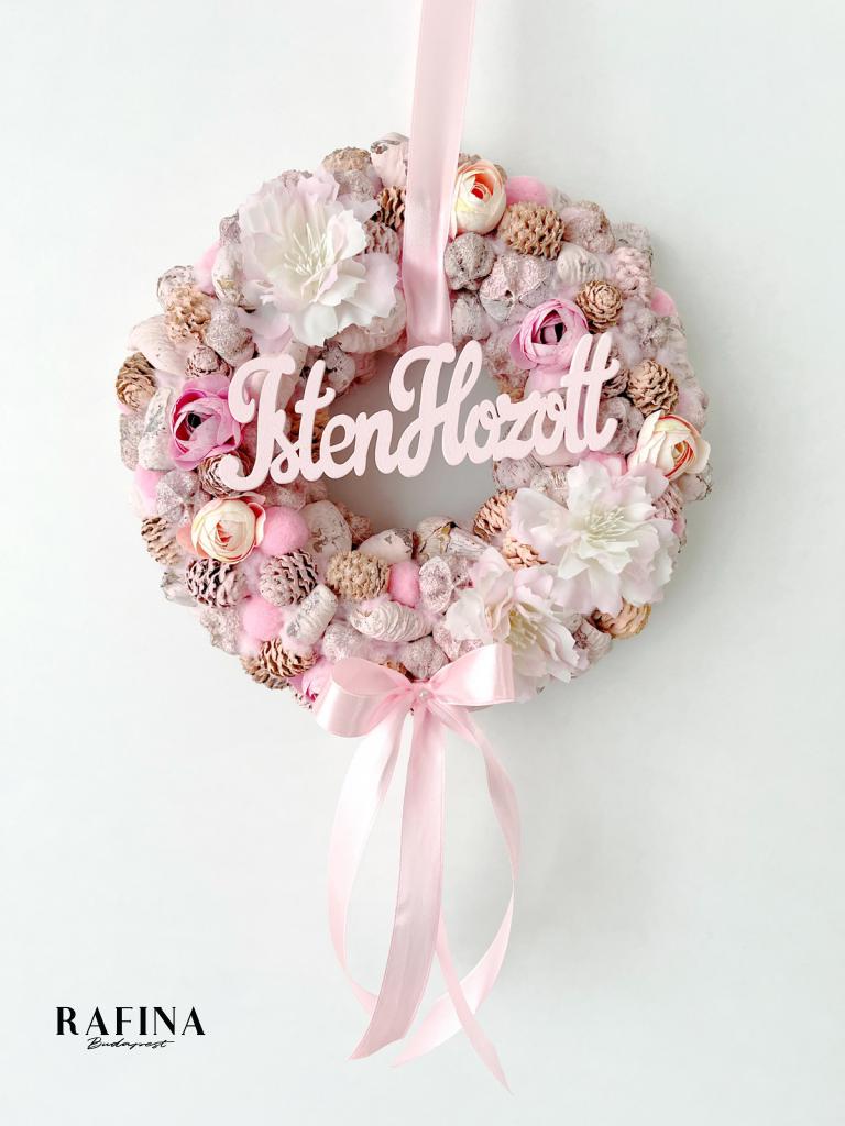 Isten hozott feliratú ajtódísz masnival, 24cm 1