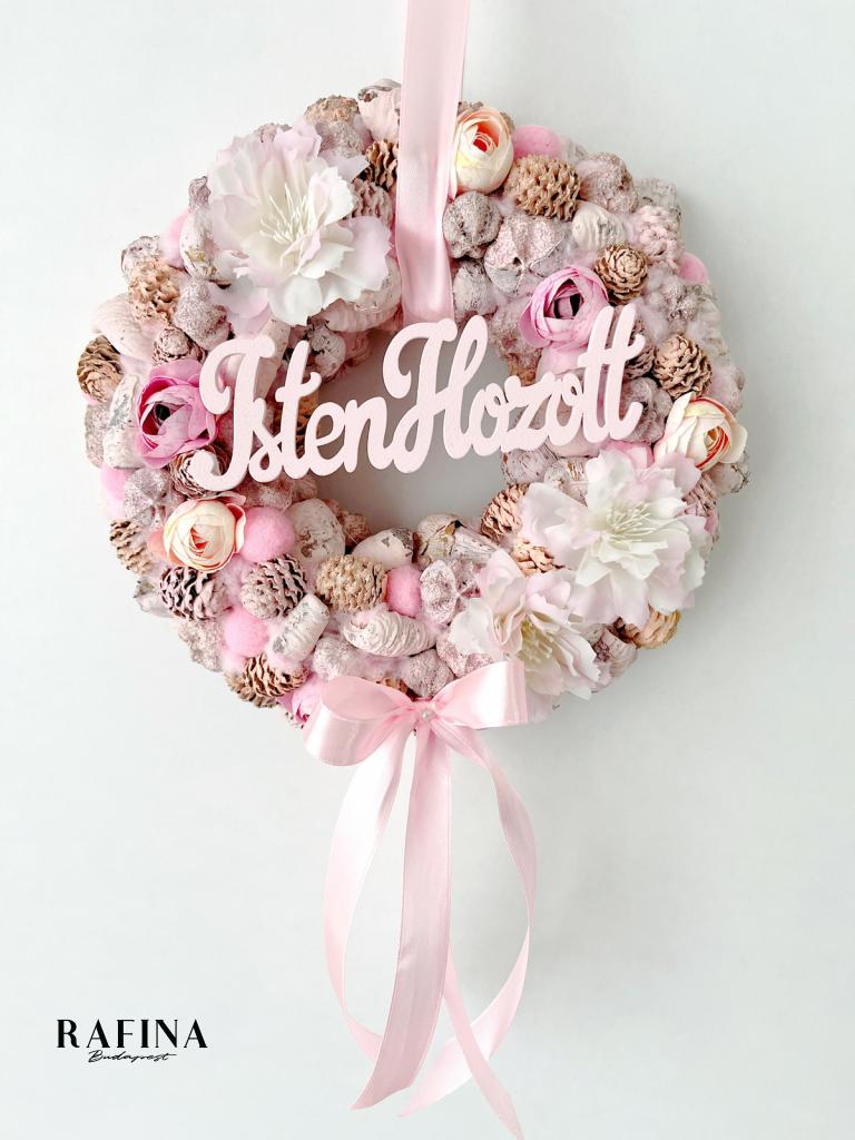 Isten hozott feliratú ajtódísz masnival, 24cm 1