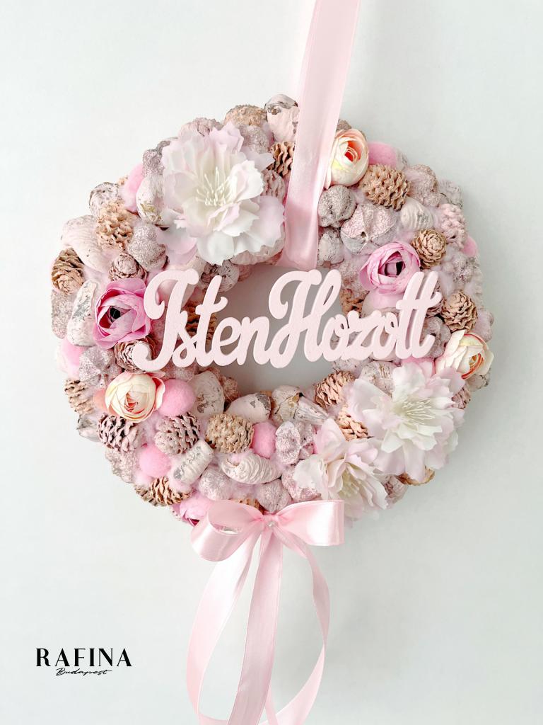 Isten hozott feliratú ajtódísz masnival, 24cm 1