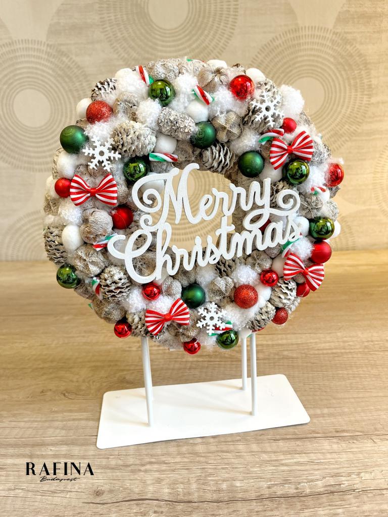 Merry Christmas kopogtató, piros zöld színű 1