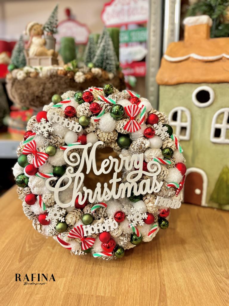 Merry Christmas kopogtató, piros zöld színű 1