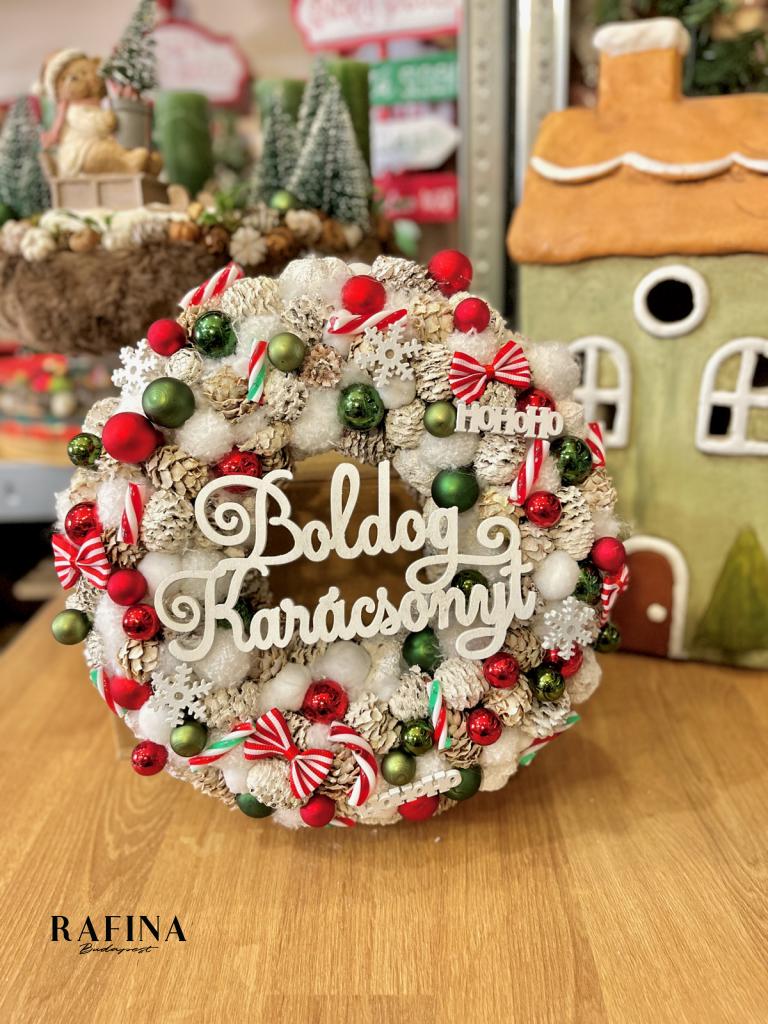 Boldog karácsonyt kopogtató, piros zöld színű 1