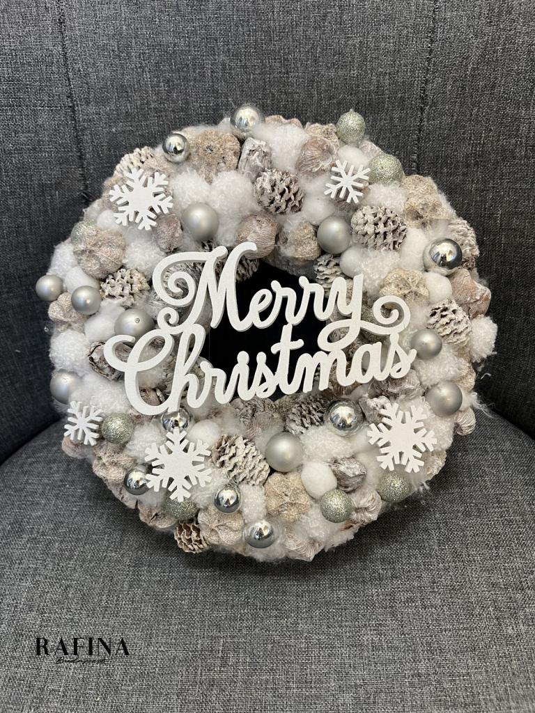 Merry christmas kopogtató, ezüst színű 1