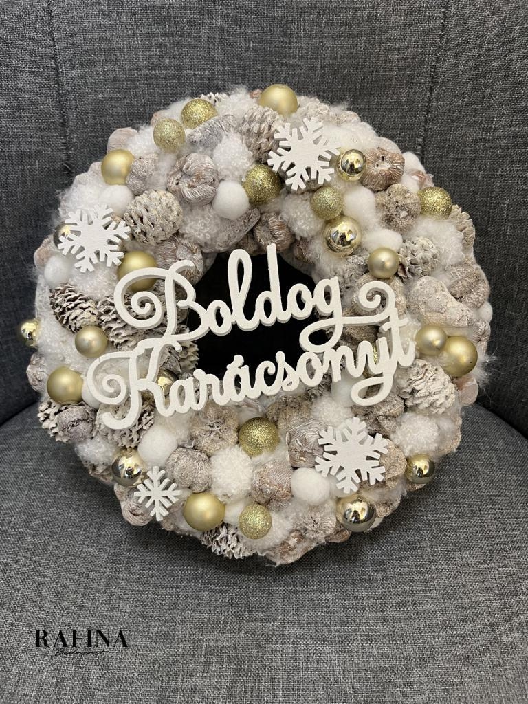 Boldog karácsonyt kopogtató, arany színű, 24cm 1