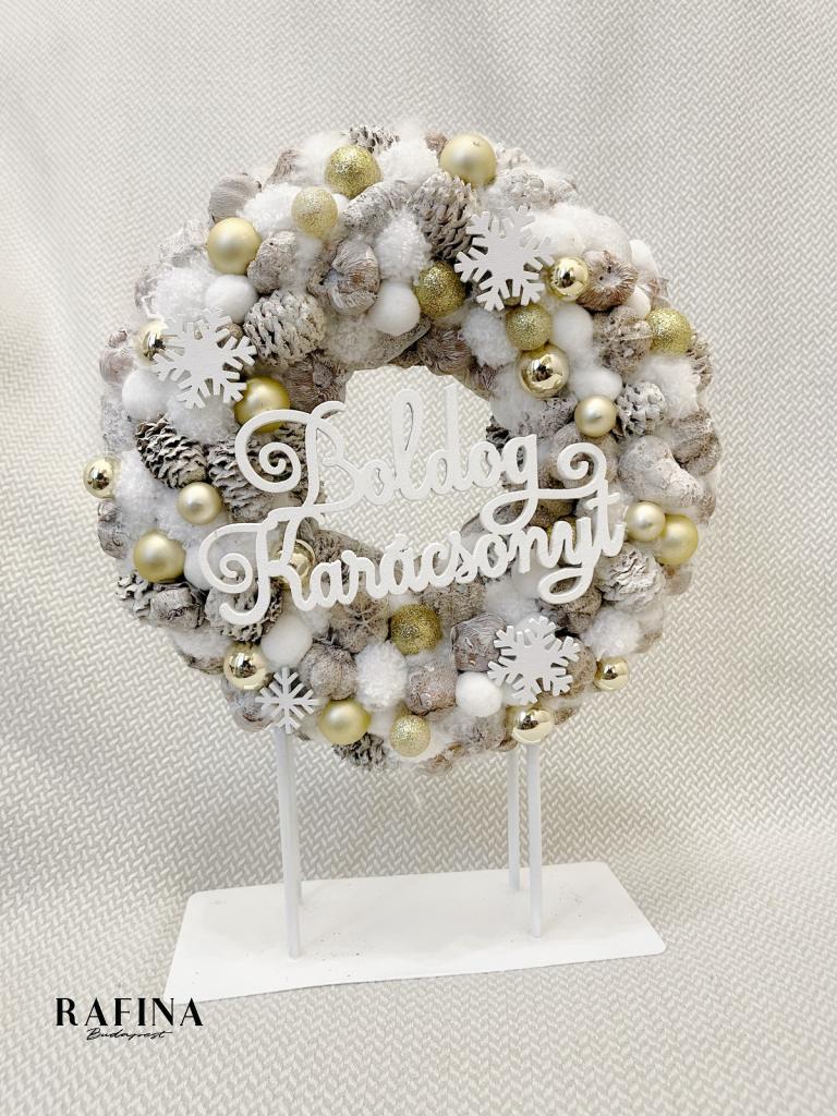 Boldog karácsonyt kopogtató, arany színű, 24cm 1