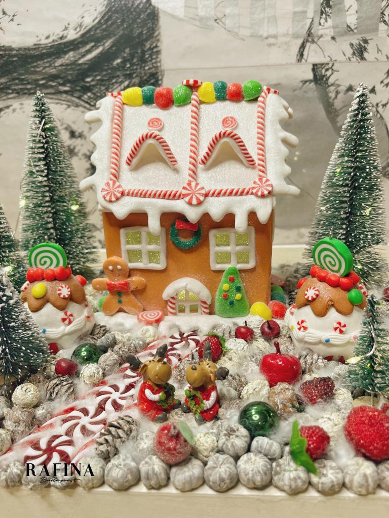 Adventi koszorú mézeskalácsházikóval 1