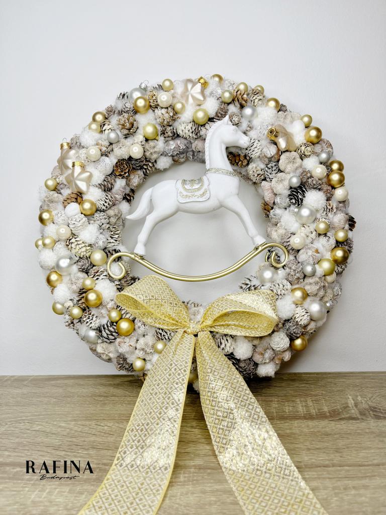 Adventi kopogtató hintalóval arany-ezüst 40cm 1