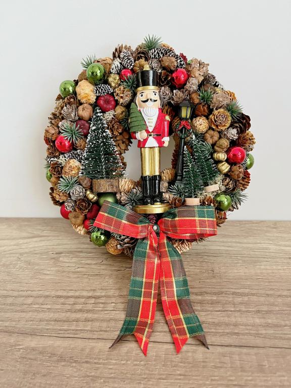 NULLA Diotörős, masnis adventi kopogtató, 24cm