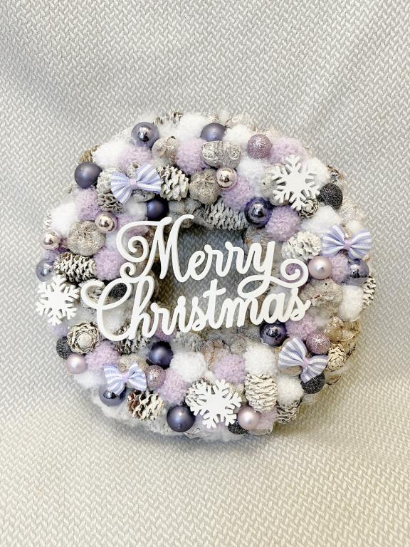 Merry Christmas kopogtató, lila színű