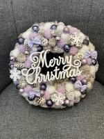 Merry Christmas kopogtató, lila színű 2