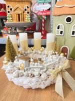 Adventi koszorú arany-fehér vonattal 4