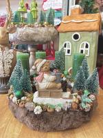 Adventi koszorú szánkózó macival, zöld-barna, 28cm 5