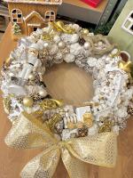 Adventi kopogtató diótörővel és vonattal, fehér-arany, 34cm 3